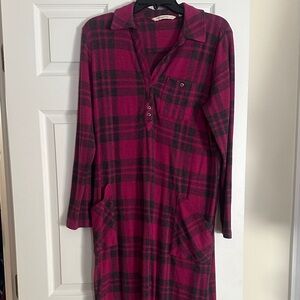 Soft Surroundings Pink and Black Plaid Shirt